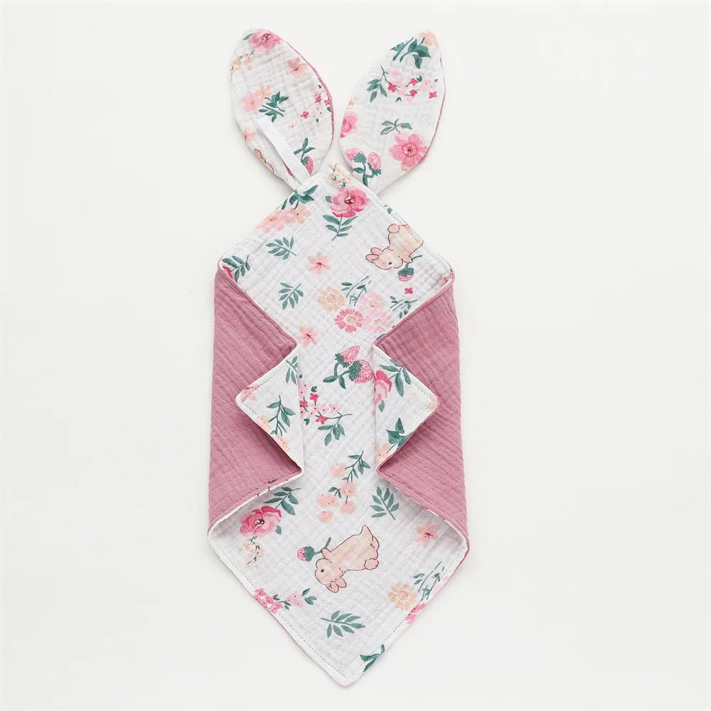 Baby Blanket Muslin Newborn Baby Sleeping Accessories Cute Rabbit Soft Cotton Gauze Kids Sleep Soothe Appease Towel Bibs