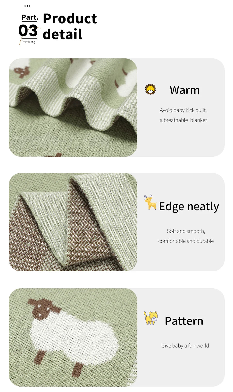 Cute Sheep Print Muslin Newborn Baby Boys & Girls Crib Blankets Swaddle Wraps Organic Cotton Infant Security Blanket For 0-24 M