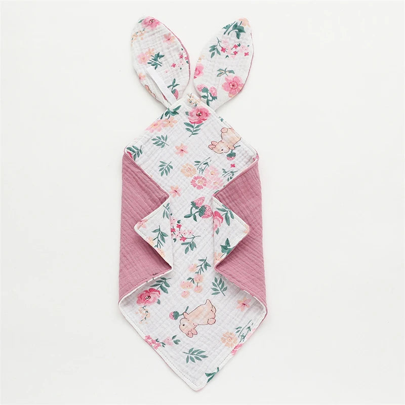 Baby Blanket Muslin Newborn Baby Sleeping Accessories Cute Rabbit Soft Cotton Gauze Kids Sleep Soothe Appease Towel Bibs