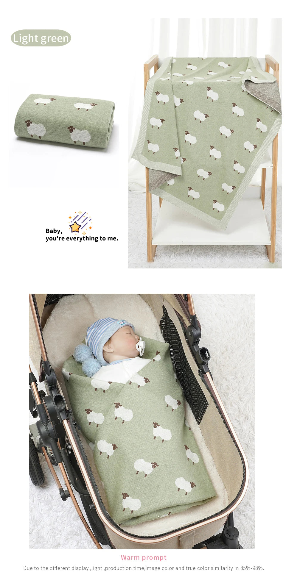 Cute Sheep Print Muslin Newborn Baby Boys & Girls Crib Blankets Swaddle Wraps Organic Cotton Infant Security Blanket For 0-24 M