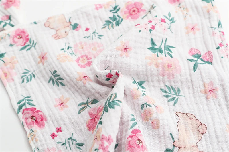 Baby Blanket Muslin Newborn Baby Sleeping Accessories Cute Rabbit Soft Cotton Gauze Kids Sleep Soothe Appease Towel Bibs
