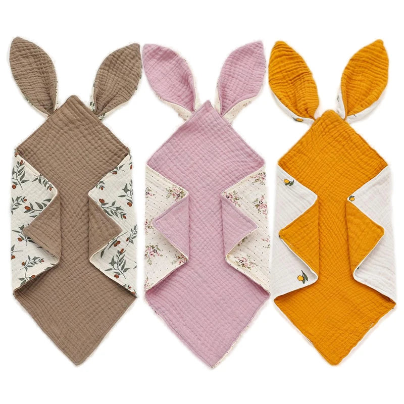 Baby Blanket Muslin Newborn Baby Sleeping Accessories Cute Rabbit Soft Cotton Gauze Kids Sleep Soothe Appease Towel Bibs
