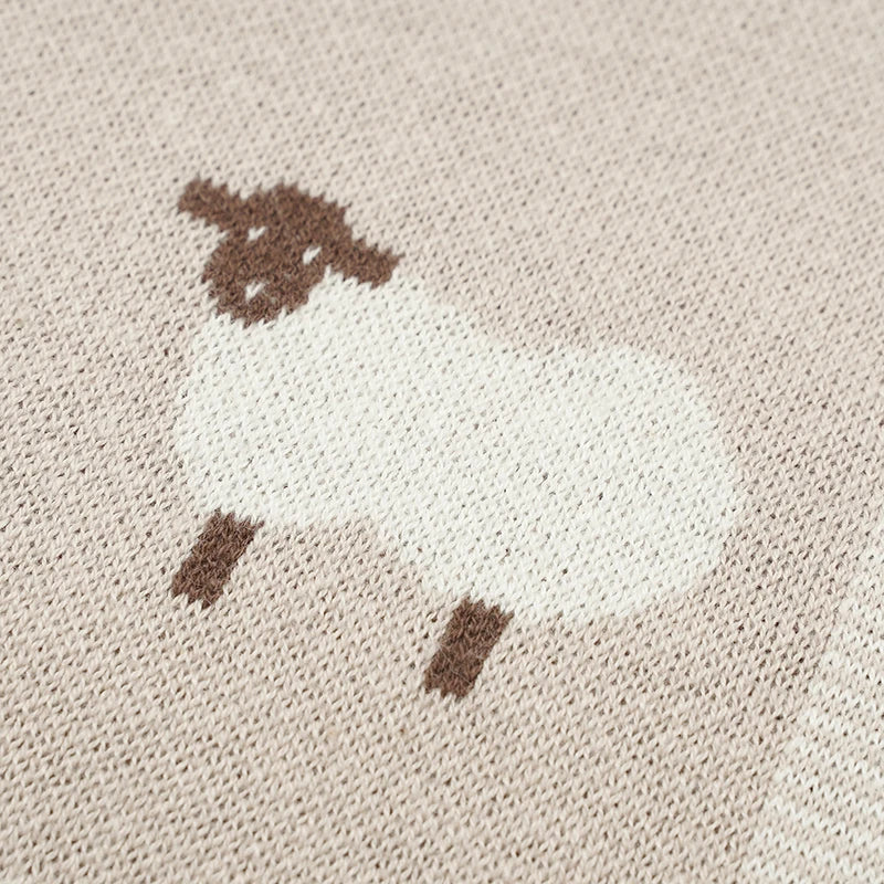 Cute Sheep Print Muslin Newborn Baby Boys & Girls Crib Blankets Swaddle Wraps Organic Cotton Infant Security Blanket For 0-24 M