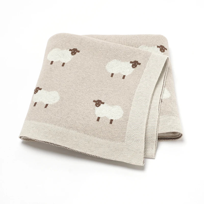 Cute Sheep Print Muslin Newborn Baby Boys & Girls Crib Blankets Swaddle Wraps Organic Cotton Infant Security Blanket For 0-24 M