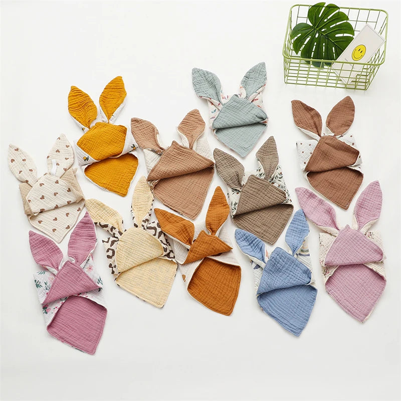 Baby Blanket Muslin Newborn Baby Sleeping Accessories Cute Rabbit Soft Cotton Gauze Kids Sleep Soothe Appease Towel Bibs
