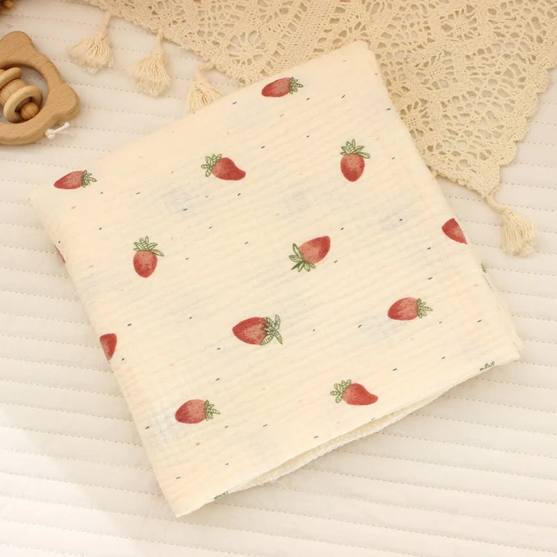 Cotton Muslin Cute Cartoon Printing Baby Swaddle Blanket Soft Breathable Newborn Baby Receiving Blanket For Infant Boys Girls