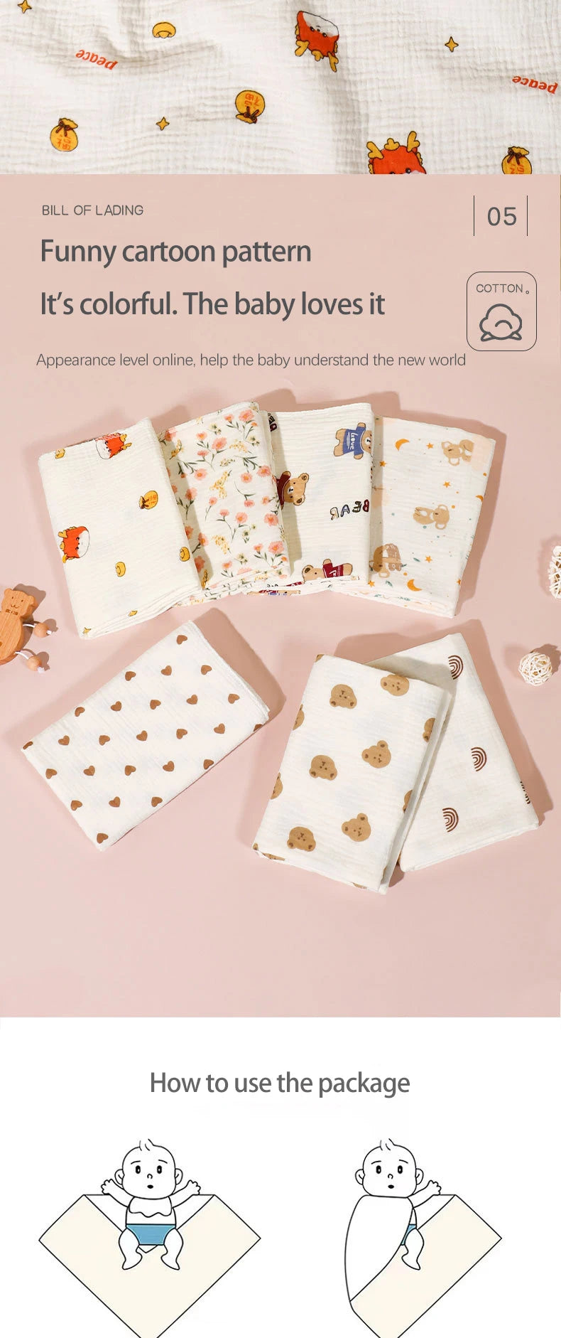 Cotton Muslin Baby Receiving Blankets for Girls and Boys Newborn Muslin Swaddle Blanket Bedding Infant Bath Towel Baby Items