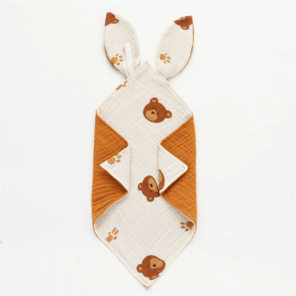 Baby Blanket Muslin Newborn Baby Sleeping Accessories Cute Rabbit Soft Cotton Gauze Kids Sleep Soothe Appease Towel Bibs